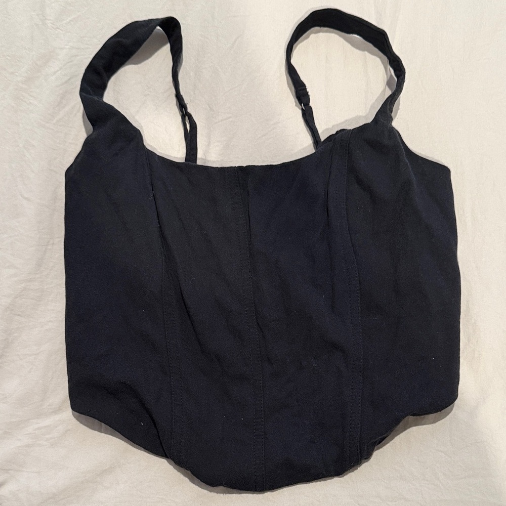 Abercrombie & Fitch Black Textured Corset Top